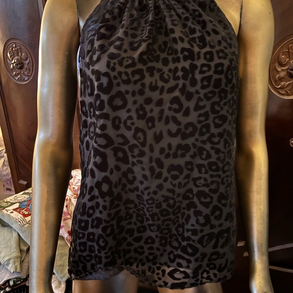 White House Black Market Black Animal Print Top - Picture 5 of 5